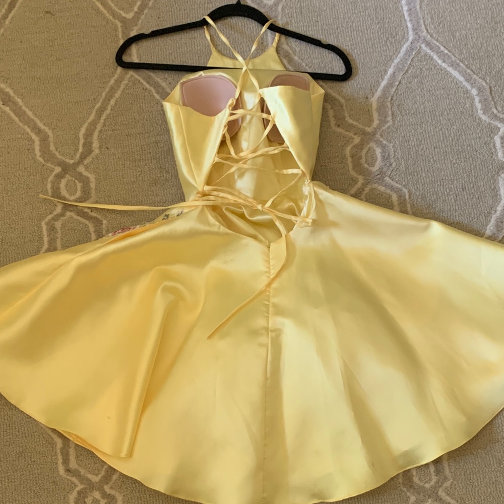 Alyce Paris Yellow Floral Prom Dress - Picture 2 of 4